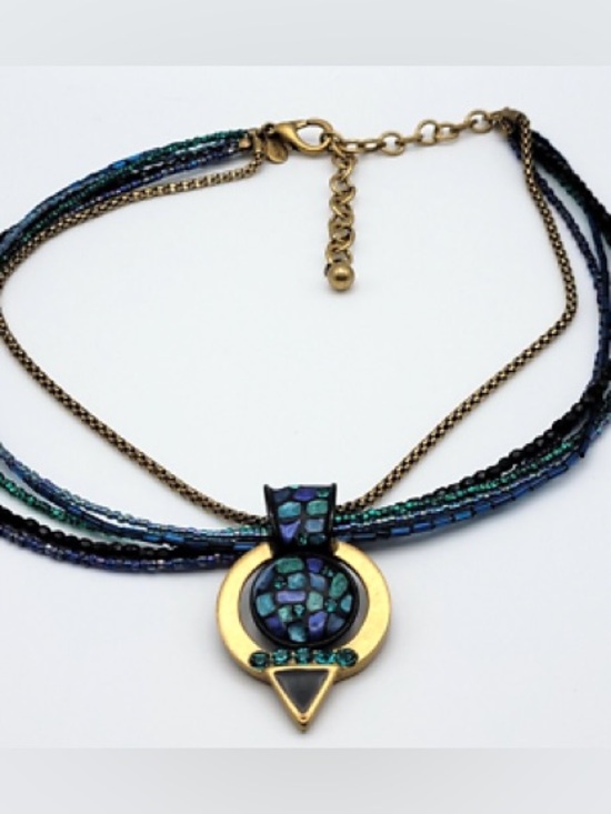 Chico's Jewelry - Chico's Blue-Green Multi-Strand Pendant Necklace